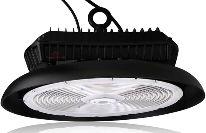 RuggedGrade 400W - Titan V Series HO LED High Bay UFO Light with Motion Sensor - 56,400 Lumen - 5000K Bright White - Wattage Selectable - 150W/120W/100W - Outdoor LED Light - DLC 5.1 Premium