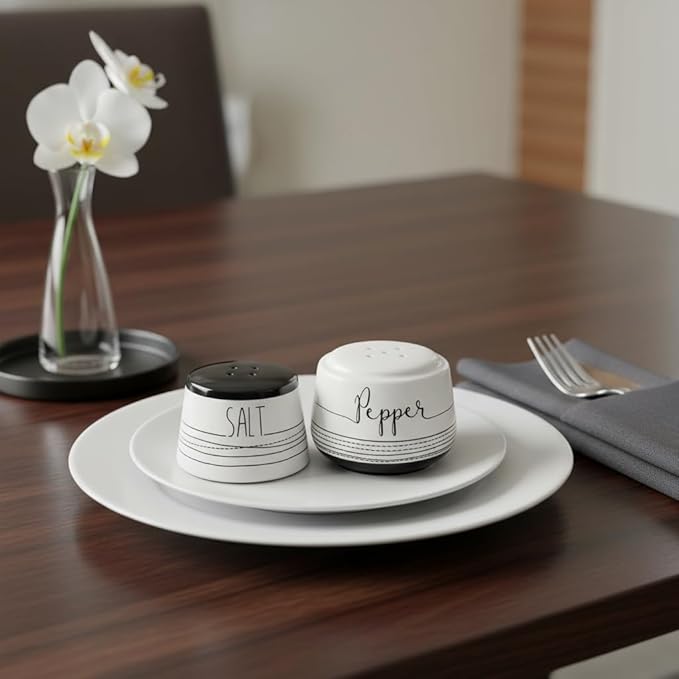 Young's Inc. Ceramic Salt and Pepper Shaker Set - Cute Kitchen Table Accessories and Decor - Stacking