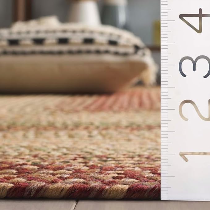 SAFAVIEH Washable Rug Outdoor Braided Collection - 6' x 8' Oval, Rust & Multi, Handmade & Reversible, Non-Shedding & Easy to Clean, Ideal for Patio, Backyard, Mudroom (BRD303A)