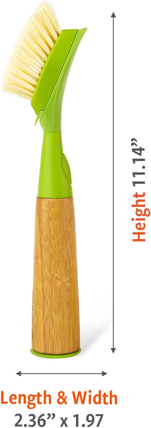 Full Circle Dish Brush Suds Up Soap Dispensing Bamboo Handle with 2-Pack Replacement Heads