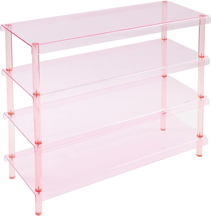 4-Tier Acrylic Shoe Rack for Closet, Clear Shoe Organizer - Entryway Shoe Organizer, Modern Free Standing Shoe Storage Shelf, Holds 12-16 Pairs of Shoes for Entryway, Closet, 31.5”×11.81”×28.35”
