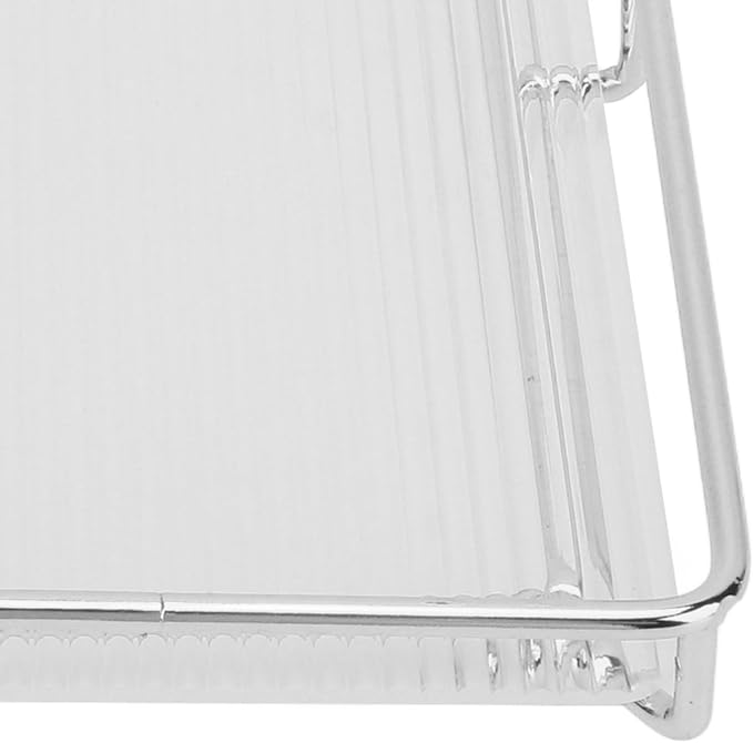Restokki Bathroom Countertop Tray Stainless Steel Acrylic Modern Minimalist Design Storage Shelf Vanity Tray for Cosmetics Living Goods (Silver Single Layer Small Size)