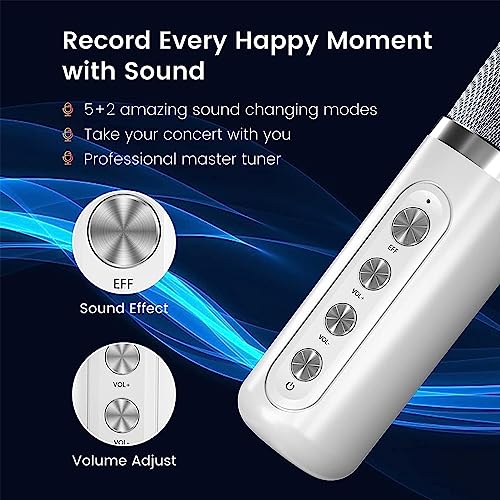 Karaoke Machine for Adults and Kids, Portable Bluetooth Karaoke Speaker with 2 Wireless Microphones for TV, Singing Karaoke for Home Party, Great Gifts for Boys and Girls - Image 5