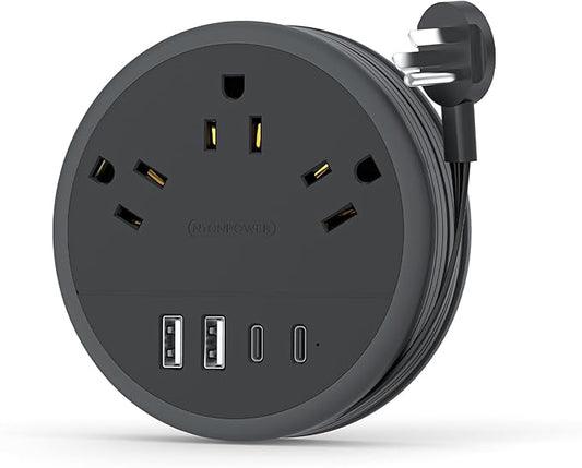 NTONPOWER Flat Plug Extension Cord, 2 USB C Travel Power Strip with 3 Outlets 4 USB Ports, 4ft Flat Extension Cord, Portable Power Strip Mountable for Travel Cruise Ship Essentials Home Black