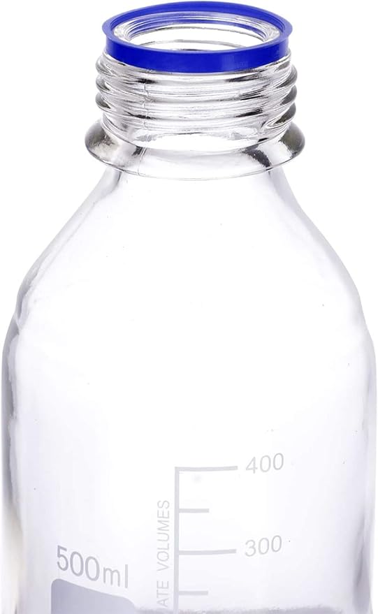 Lab Media Storage Round Bottles Graduated Glass Container GL45 Screw Cap Leakproof Multi-Purpose for Scientific — pack of 8 (Blue,500ml)