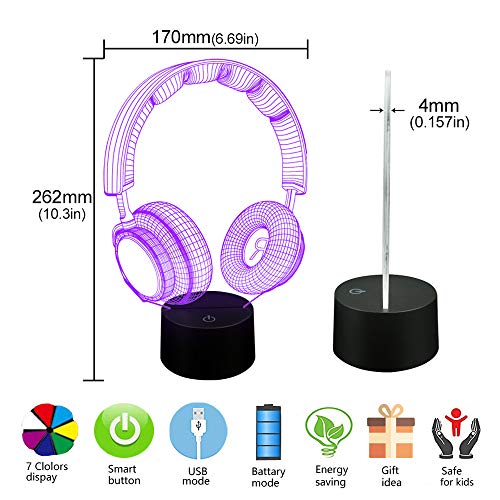 AZIMOM Headphone Headset 3D Illusion Lamp 16Color Ni - Image 5