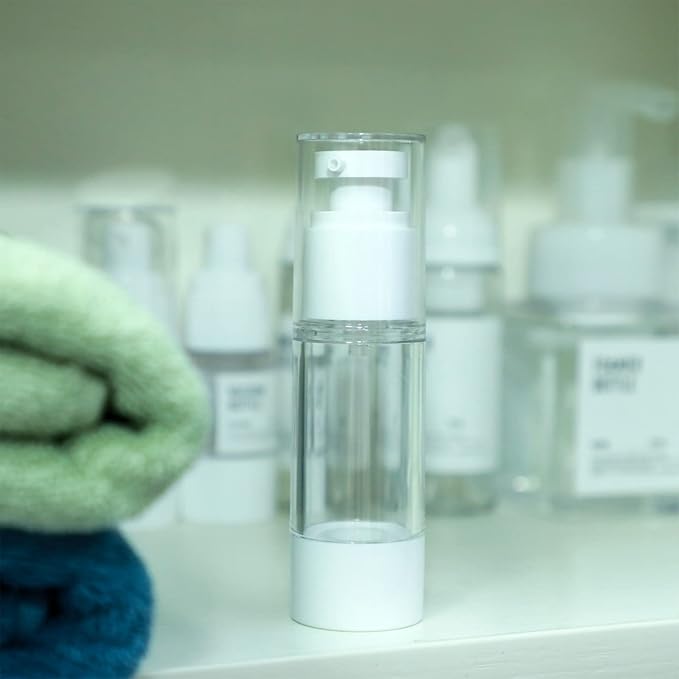 60 Pcs Clear Airless Pump Bottles Refillable Cosmetic Travel Size Dispenser Vacuum Plastic Travel Bottles Empty Lotion Pump Dispenser Liquid Toiletry Container(2.7 oz)