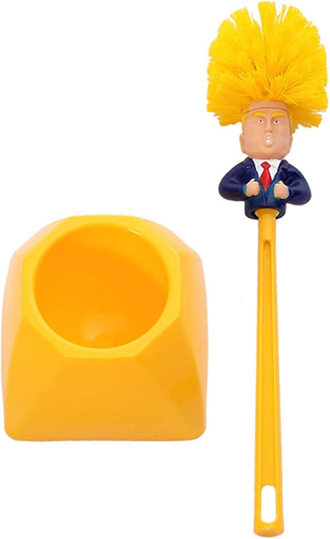 Toilet Brush and Holder Set Cleaner Make Toilet Great Again Funny Toilet Scrubber (Orange Handle)