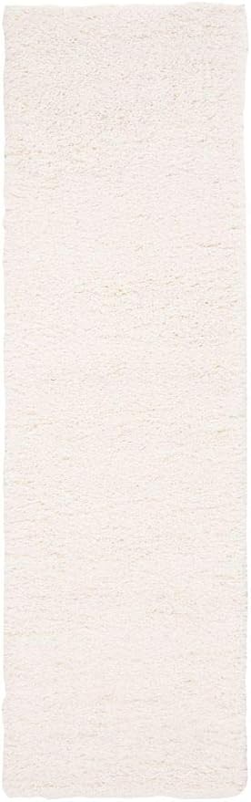 SAFAVIEH Fontana Shag Collection Runner Rug - 2'3" x 12', Ivory, Solid Design, Non-Shedding & Easy Care, 2-inch Thick Ideal for High Traffic Areas in Living Room, Bedroom (FNT800A)