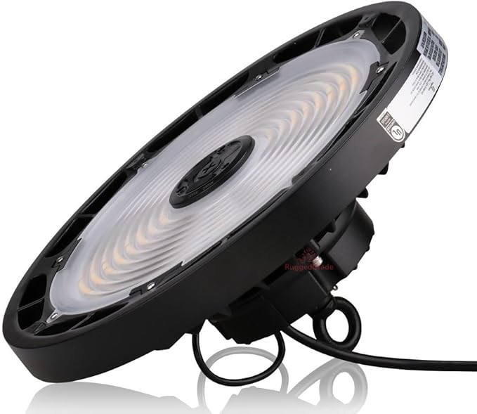 RuggedGrade 240W - Titan VI Series LED High Bay Light UFO with Motion Sensor - 39,600 Lumens - Color Selectable on Fixture 3000K/4000K/5000K - Warehouse, Multisport Gyms & Workshops - DLC 5.1 Premium