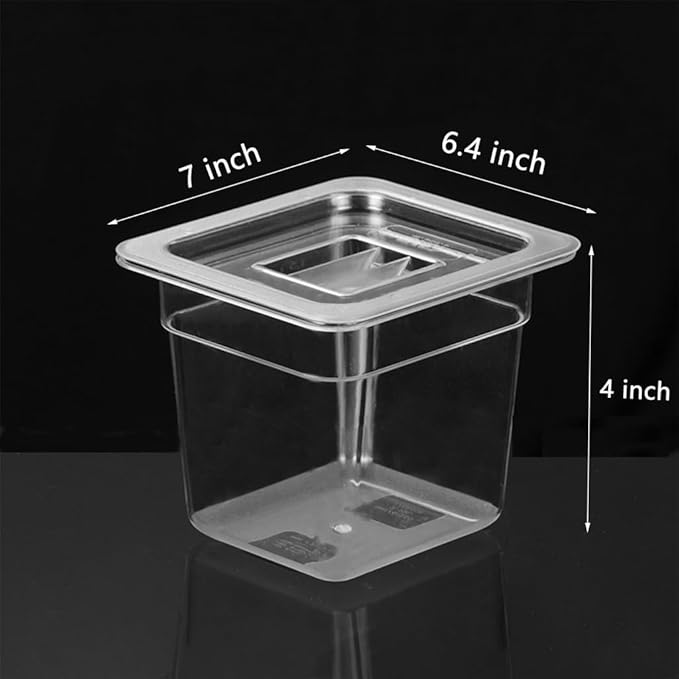 12PCS Clear Food Storage Container 1/6 Size 4 Inch Deep Plastic Food Pan with Lids Salad Bar Containers for Restaurant,Commercial,Hotel,Fruits,Vegetables,Beans