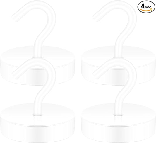 Neosmuk Magnetic Hooks, Cruise Ship Essentials, 120lb+ Heavy Duty Magnetic Hooks for Cruise Cabins, Refrigerator, Grill, Hanging, and Travel | Extra Strong Must-Haves Magnet Hook,White