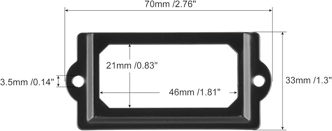 uxcell Metal Label Holders, 70x33mm 60pcs File Name Card Tag Label Holder Frame for Office Library Drawer Cabinet Shelves, Black