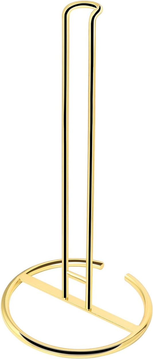 NearMoon Paper Towel Holder, Sturdy Paper Towel Stand Dispenser-All Metal, Standard or Jumbo-Sized for Kitchen Countertop, Farmhouse, Living Room (1 Pack, Gold)