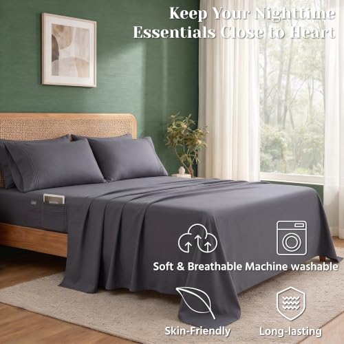 Deep Pocket King Sheet Set, Cooling Bedding With Side Pockets - Image 5