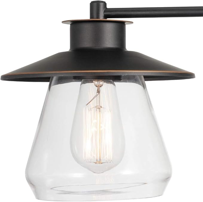 Globe Electric 51543 Nate 1-Light Plug-in or Hardwire Swing Arm Wall Sconce, Oil Rubbed Bronze, Clear Glass Shade, 6ft Black Fabric Covered Cord, Inline On/Off Rocker Switch, Bulb Not Included