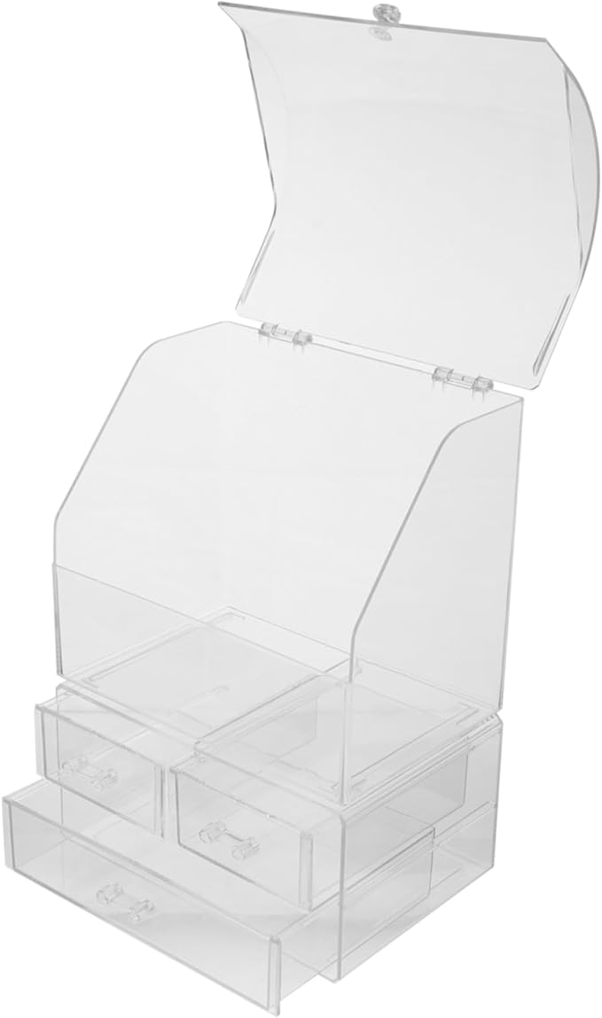 PartyKindom Cosmetic Box Lid Acrylic Desktop Organizer Storage Bin Lid Space-saving Tidy Desktop Stylish