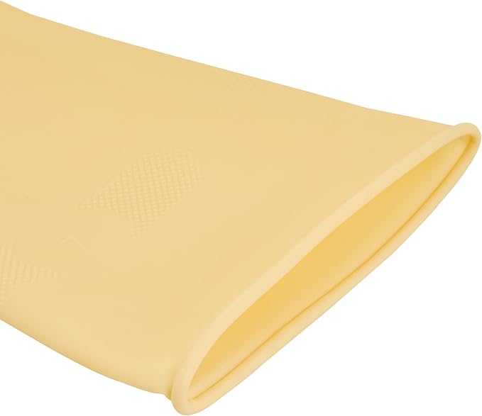 Clean Tek Professional 22 Mil Small Cleaning Gloves, 1 Pair Of Long Cuff Gloves - No-Slip Grip, No-Powder, Yellow Latex Gloves For Kitchen Cleaning, Ideal For Washing Dishes
