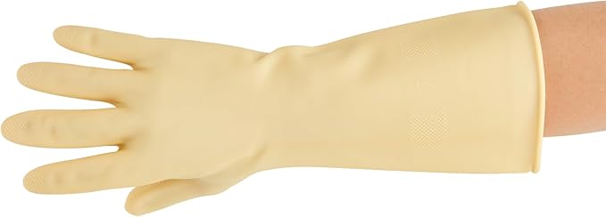 Cleaning Gloves Case of 10 Rubber 22 mil Household Gloves Chemical-Resistant Puncture-Resistant Abrasion-Resistant Yellow
