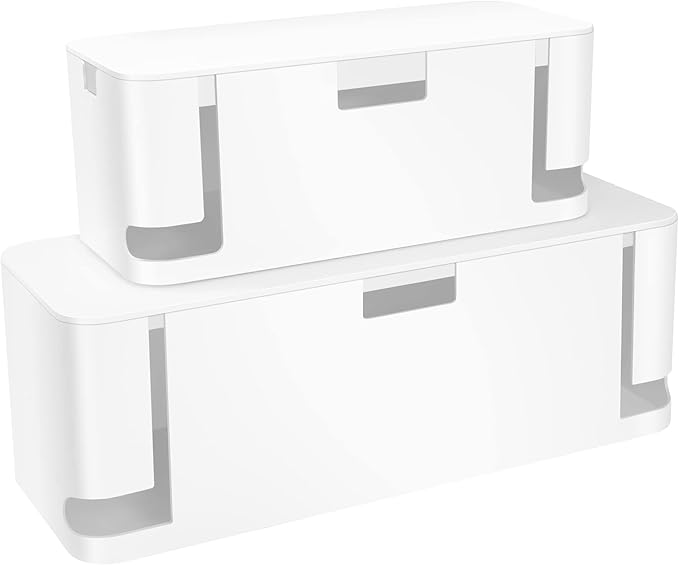 ZhiYo Cord Organizer Box, 2Pack & 6.6ft, 4/5in White Cable Sleeve Bundle