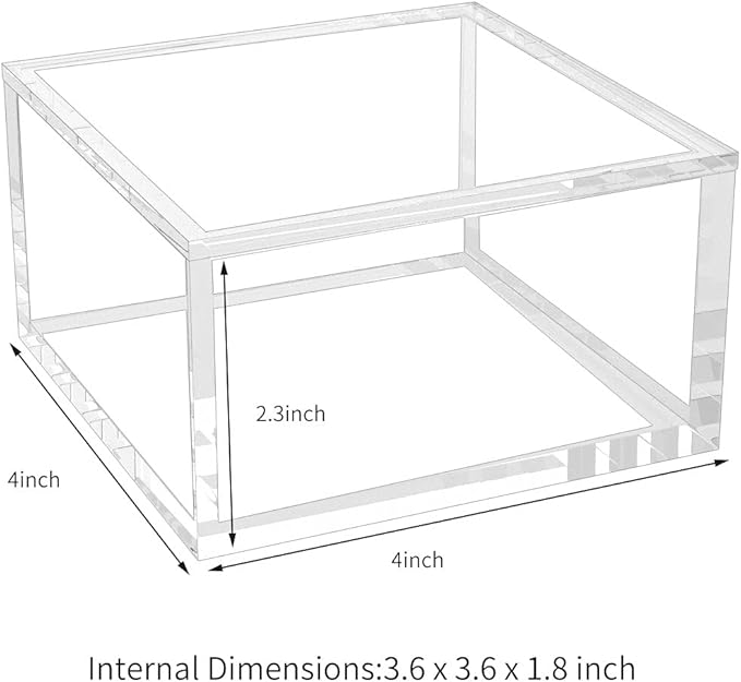 NIUBEE Acrylic Storage Box with Lids, 4‘’ Clear Mult-Purpose Box Square Stackable for Office, Home, Mini Cube Containers for Jewelry,Staples, Mini Toys