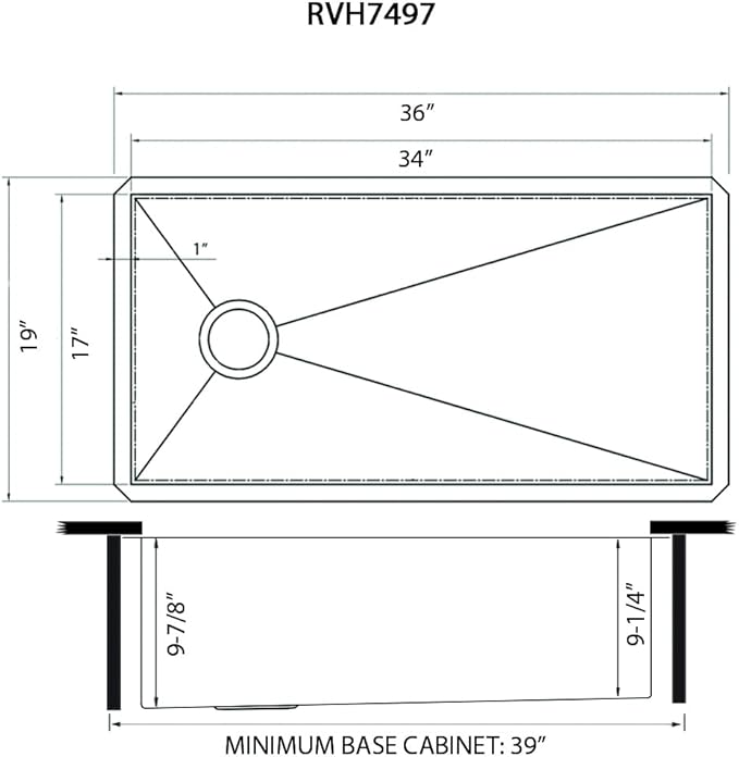 Ruvati 36-inch Slope Bottom Offset Drain Reversible Kitchen Sink Undermount 16 Gauge Stainless Steel - RVH7497