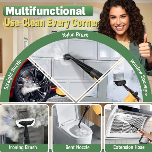 Handheld Pressurized Steam Cleaner for Home with 11Pcs Accessories, Heating & Chemical-Free Steamer for Cleaning, Multi-Surface Steam Cleaner for Car|Furniture|Floor|Tile|Grout|Mor - Image 7