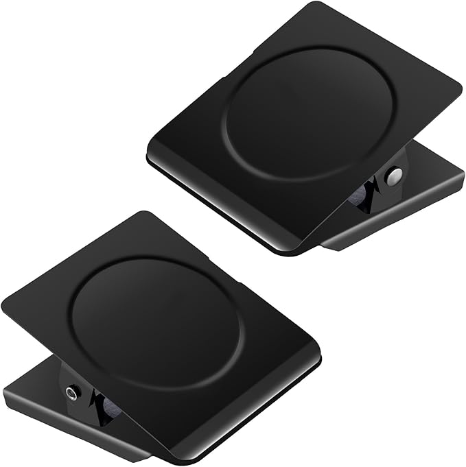 Grtard Strong Magnetic Clips, 2.2 Inch Extra Large Magnetic Clips Heavy Duty, 2Pack Magnet Clip for Fridge, Clip Magnets for Refrigerator, Whiteboard, Classroom, Kitchen, Office Organizer (Black)