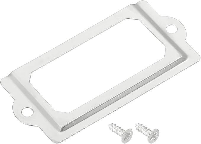 uxcell Metal Label Holders, 70x33mm 40pcs File Name Card Tag Label Holder Frame for Office Library Drawer Cabinet Shelves, Silver Tone