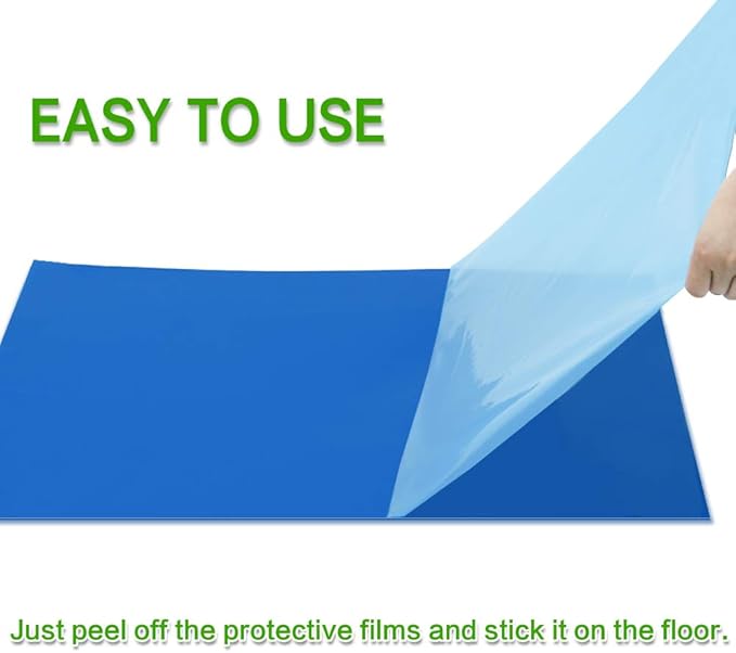 Sticky Mat, Reusable Adhesive Tacky Mat Floor Pad - Removes Dust, Dirt & Small Debris Sticky Floor Mat for Home Cleanroom Lab Hospital Construction Pets (23.6" x 35.5", Blue)