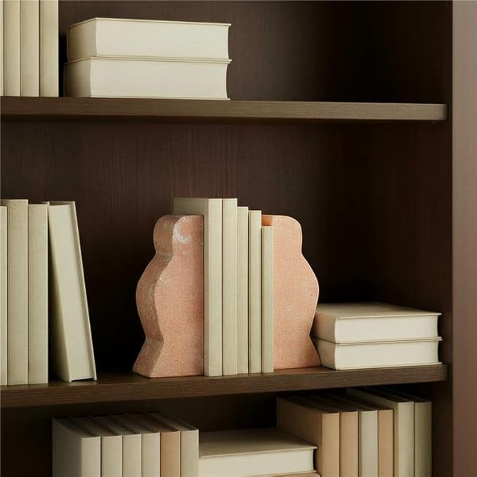 Creative Co-Op Decorative Travertine Wave Bookends, Blush