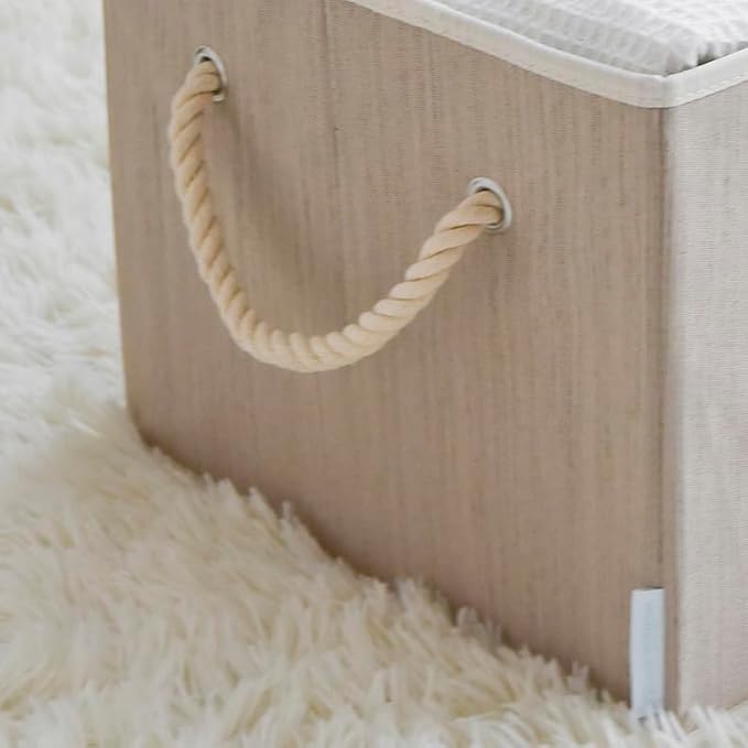 Pack of 2 Large Rectangular Modern Storage Bins, Sturdy Foldable Fabric Bins for Organizing Clothing, Sheets, Books - Shelf Organizer Shelves Basket Storage Bin 16.3"x 12"x 10.24"