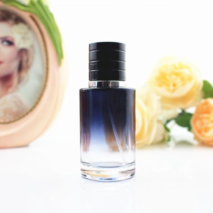 Glass Perfume Bottle Empty Refillable 8Pack 50ml Gradient BlueTravel Perfume Spray Atomizer Bottle Perfume Fine Mist Spray Perfume Bottle Atomizer Container with Sprayer Applicator (Cylinder Blue)