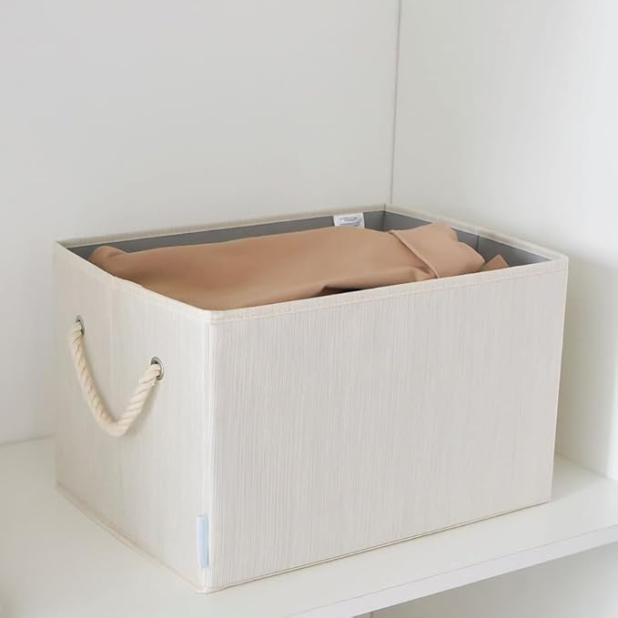 Pack of 2 Large Modern Rectangular Storage Bins, Sturdy Foldable Fabric Closet Organizer System with Flip Top Lids, 16.3" x 12" x 10.24"