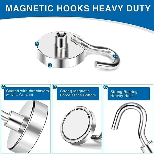 LOVIMAG Magnetic Hooks for Cruise Cabins, 85lbs Magnetic Hooks for Classroom, Strong Magnets with Hook for Hanging, Neodymium Magnet Hook for Fridge, Ceiling, Locker, Camper, Travel-25 Pcs