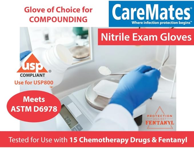 Nitrile Medical Exam Gloves, Latex Free Rubber, Powder Free, Extra Strong, 4 Mil Thick, Certified for Home Infusion, First Aid, Food Safe, Cleaning Gloves, Large, 300-Count