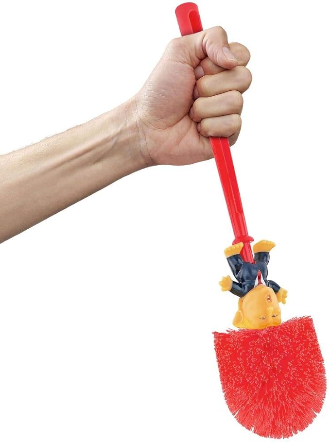 Fairly Odd Novelties Donald Trump Toilet Bowl Brush Make Toilets Clean Again Holder - Perfect Elephant Novelty Gag Political Gift, Red