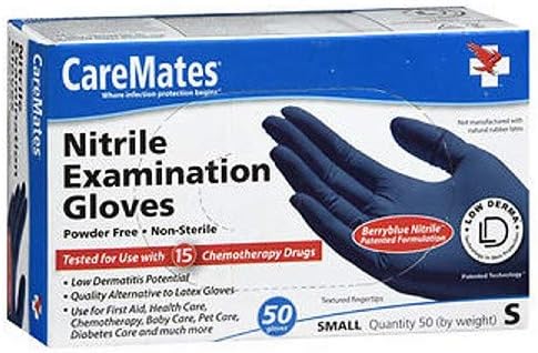 Nitrile Medical Exam Gloves, Latex Free Rubber, Powder Free, Extra Strong, 4 Mil Thick, Certified for Home Infusion, First Aid, Food Safe, Cleaning Gloves, Small, 50-Count