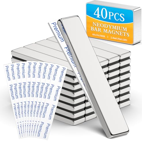 Grtard 40 Pack Powerful Neodymium Bar Magnets, 60x10x3 mm Rectangle Magnet