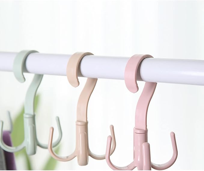 2PCS Rotating Handbag Hanger, 360 Degree Rotating Closet Organizers with 4 Claws, Scarf Tie Rack Hooks for Belts 4 Colors, Multifunctional Closet Handbag Hook Scarf Hanging Rack for Bedroom(Pink)