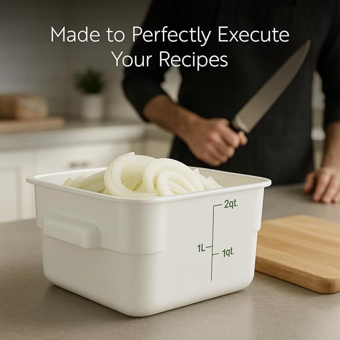 Restaurantware Food Storage Container 10 Pack of 6 qt Plastic Kitchen Storage Bin with Volume Markers Space-Efficient Design Dishwasher-Safe Polypropylene Translucent