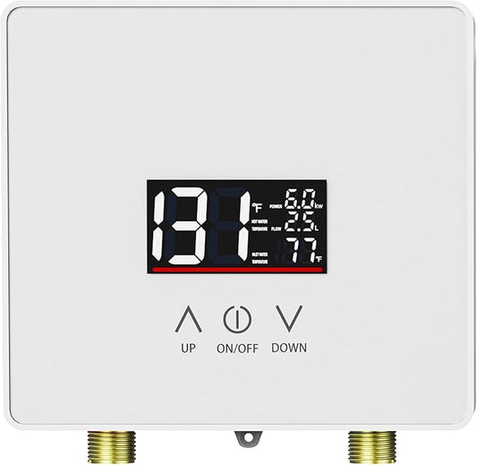 Tankless Water Heater Electric, 240V 6000W Under Sink Instant Water Heater with Digital Display Touch Screen On-Demand Water Heater Point Of Use for Kitchen, Bathroom, Laundry, RVs
