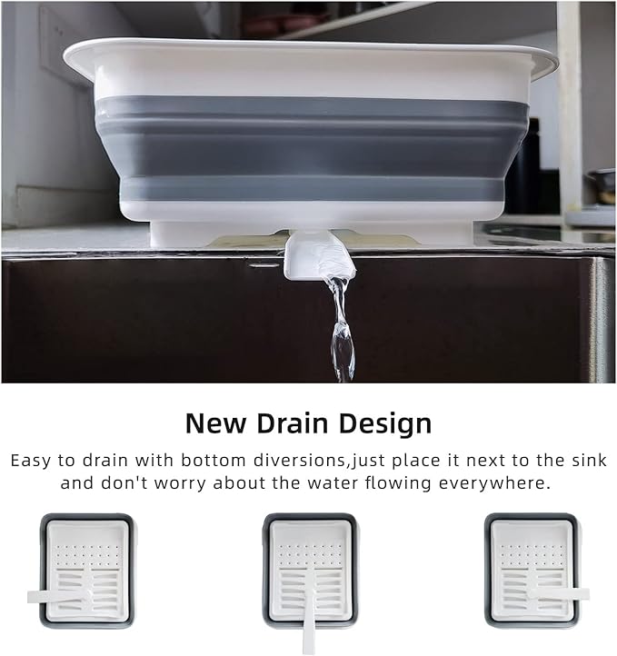 THANSTAR Collapsible Dish Drainer Portable Dinnerware Drainer Organizer for Kitchen RV Campers Travel Trailer Space Saving Kitchen Storage Tray