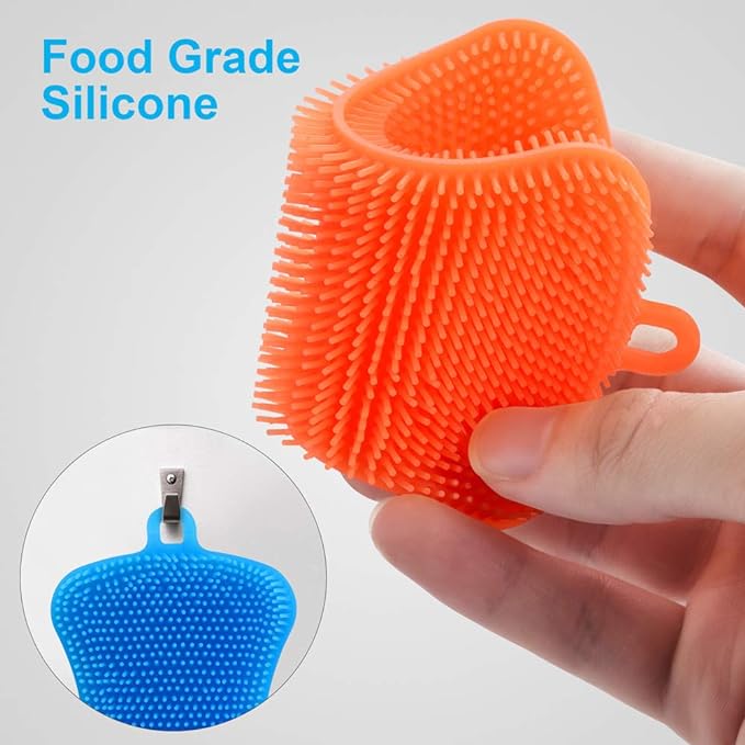 3PCS OstWony Silicone Dish Sponges, Super Food-Grade Silicone Sponges, Multi-Purpose and Efficient Sponge Kitchen Gadgets, Especial Delicate Kitchen Sponge Brush