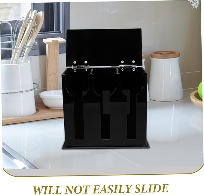 Mikinona Acrylic Spoon Holder 3-Compartment Cutlery Organizer for Kitchen Silverware Dispenser for Spoons and Forks
