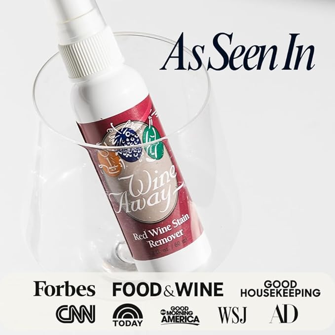 Wine Away Red Wine Stain Remover - Perfect Fabric Upholstery and Carpet Cleaner Spray Solution - Removes Wine Spots - Spray and Wash Laundry to Vanish Stain - Wine Out - Zero Odor - 2 Ounce, Set of 3