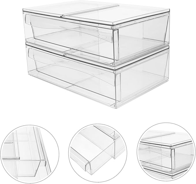 Vaguelly 2pcs Acrylic Makeup Organizer with Drawer Detachable Desktop Storage Box for Cosmetics Elegant Design for Home to Clean for Bathroom and Vanity Use