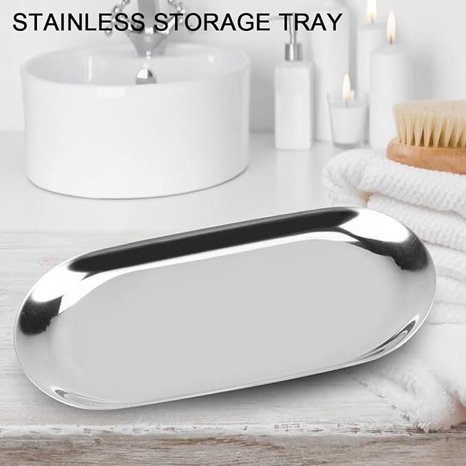 Rengue Nordic Style Stainless Steel Storage Tray, Soft Brass Finish, 9.1x3.7 Inches, Jewelry and Cosmetics Organizer for Home or Office Nordic Style Stainless Steel Storage Tray, Nan (S)