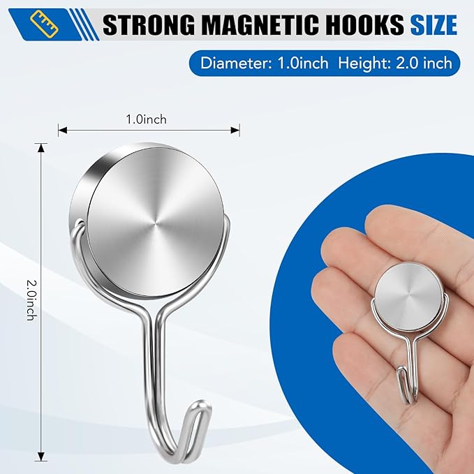 LOVIMAG Magnetic Hooks for Cruise Cabins, 60Lbs Swivel Magnetic Hooks Heavy Duty, Cruise Ship Essentials, Locker Accessories, Magnetic Hook for Classroom, Refrigerator, Hanging, Grill -10 Pack