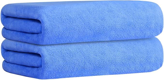Bath Towels Set, Large Microfiber Bath Towel for Adult, 2 Pack 30" x 60" - Soft, Absorbent, Quick Dry, Lint Free, Perfect for Sauna, Pool, Gym, Shower, Hair Wrap, Fitness, Sport, Yoga, Blue